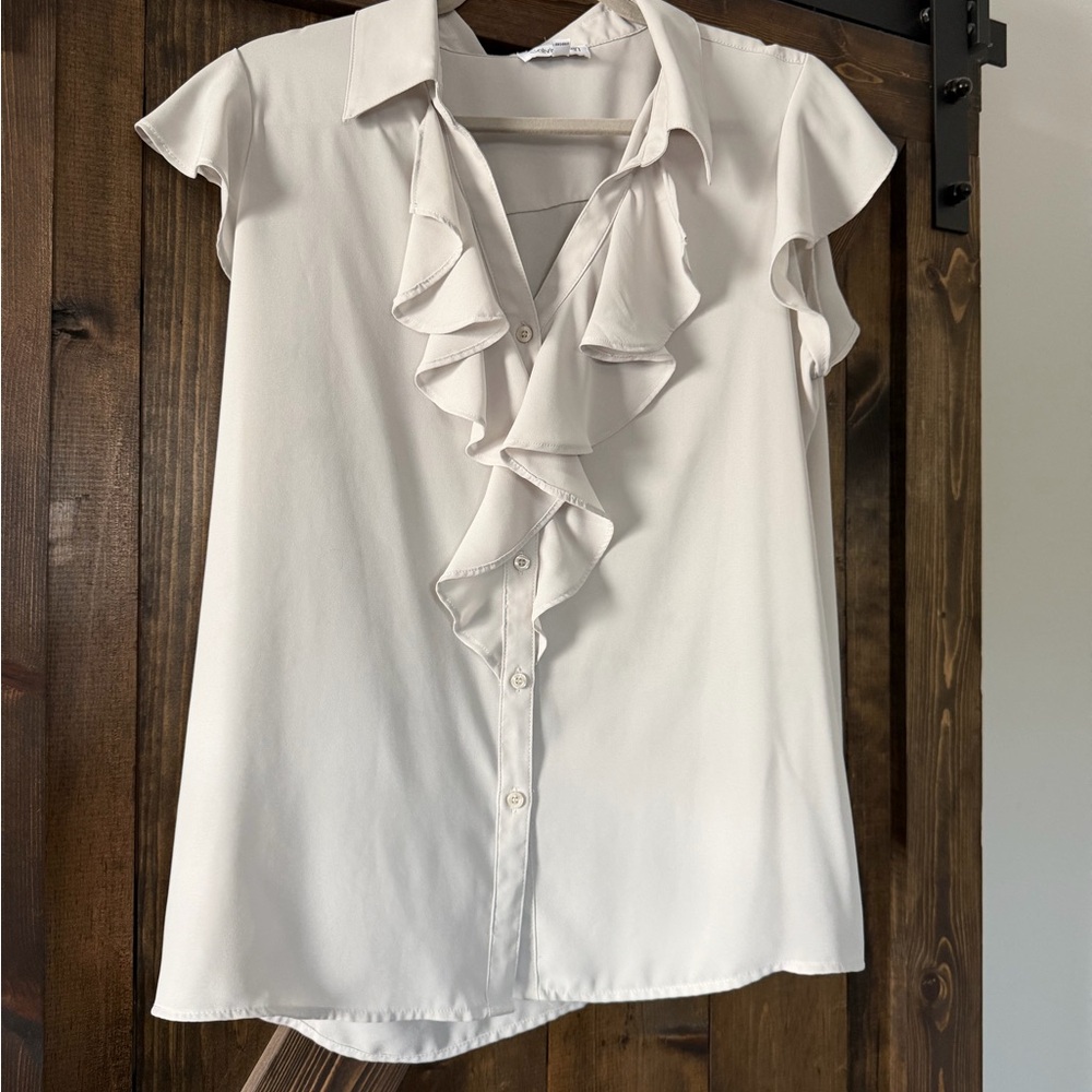 Calvin Klein Cream Ruffle Blouse
